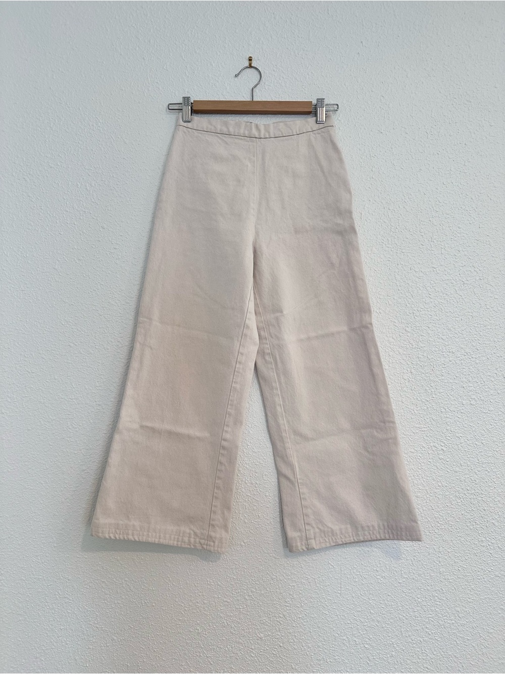 waven wide leg oatmeal wash cotton high waisted cropped culotte trouser pant